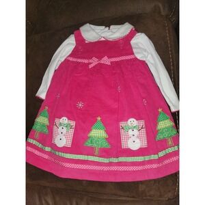 Sophie rose pink holiday Christmas winter tree snowman dress undershirt 12 month